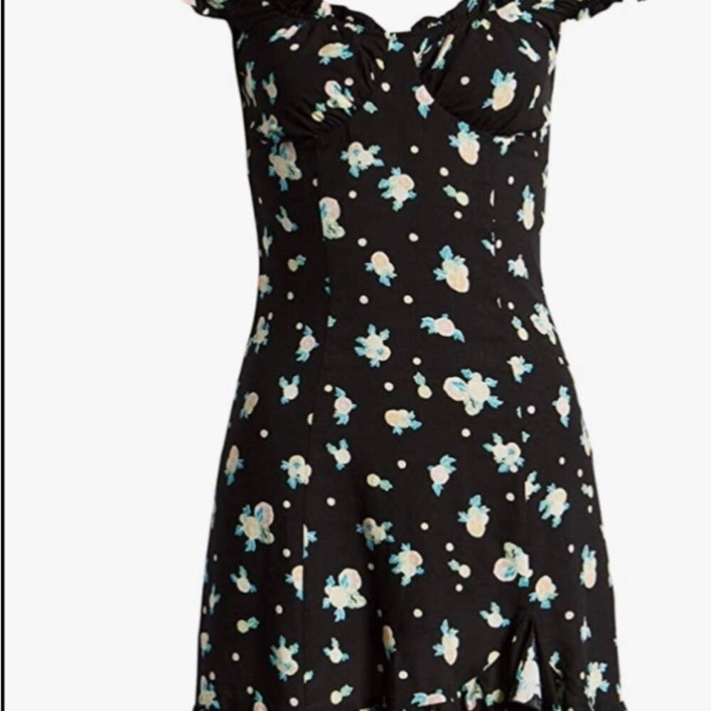 Free People Like A Lady Printed Mini Babydoll Dress Black Floral.Size: M - Picture 7 of 12